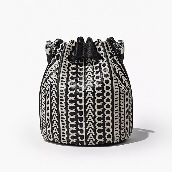 Marc Jacobs “The Monogram” Mini Bucket Bag Lamb Leather – Black White – H653L03F - Picture 1 of 10
